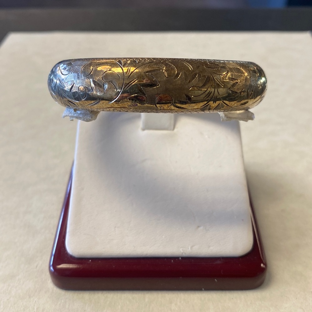 Hayward sterling silver floral etched bangle bracelet
